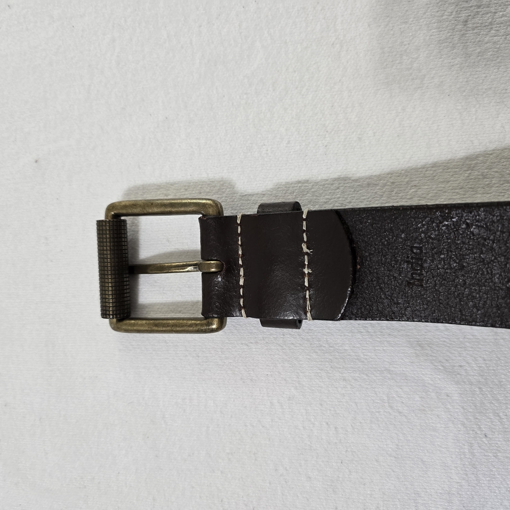 Timberland Dark Brown Genuine Leather Belt Roller Buckle Wide Keeper Size 36 - Picture 7 of 16